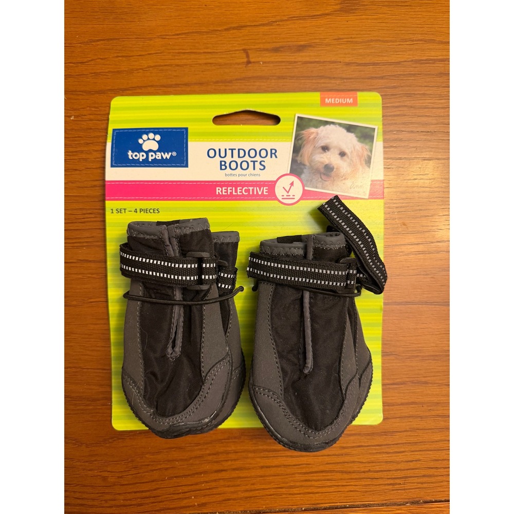 NEW NWT Top Paw Outdoor Dog Boots - Size Medium (4-Piece Set)